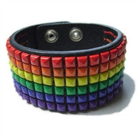 Gay Pride Leather Stud Bracelet