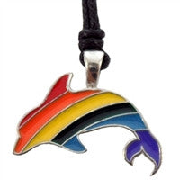 Rainbow Dolphin Pewter Pendant