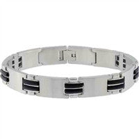 Stainless Steel and Black Rubber Bracelet - Series 9