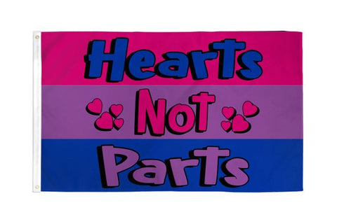 3 x 5 Bisexual Hearts Not Parts Flag