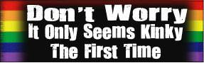 Don't Worry It Only Seems Kinky The First Time Bumper Sticker