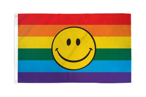 3 x 5 Rainbow Happy Face Flag