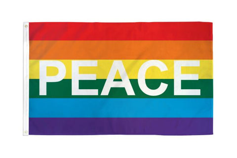 3 x 5 Rainbow Peace Words Flag